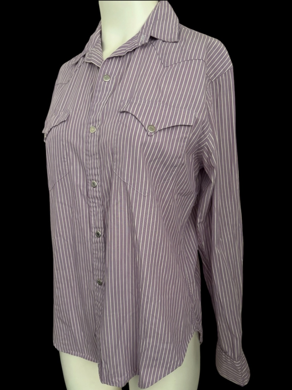 Vintage 90’s RALPH LAUREN Lavender Striped Western Shirt Sz 10 Snap Buttons